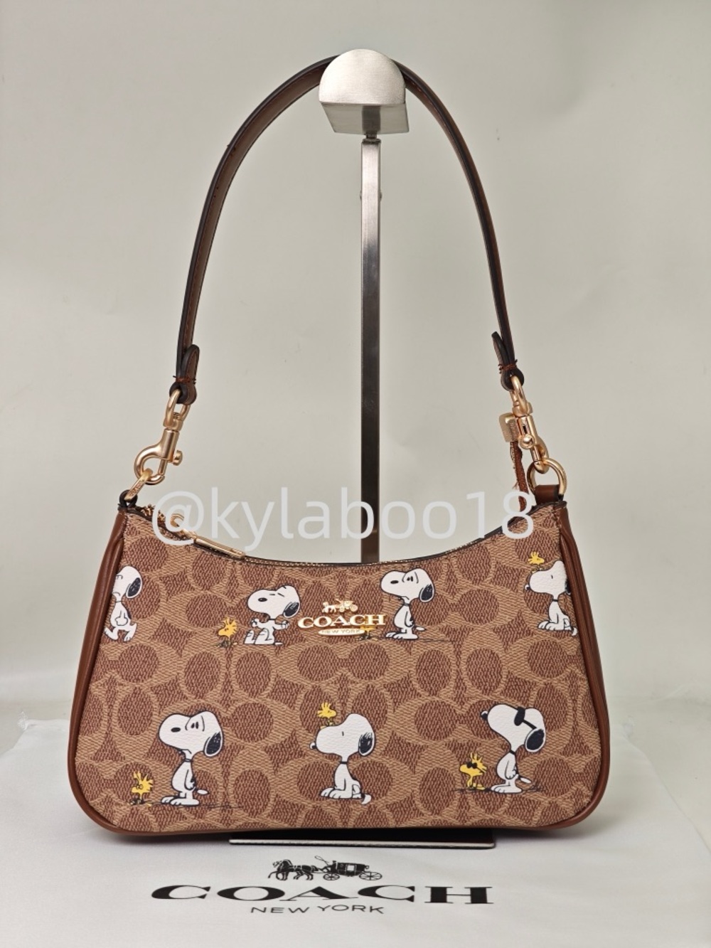 Coach Brown Signature Peanuts Snoopy Shoulder Bag